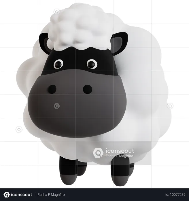 ふわふわの黒い羊  3D Icon