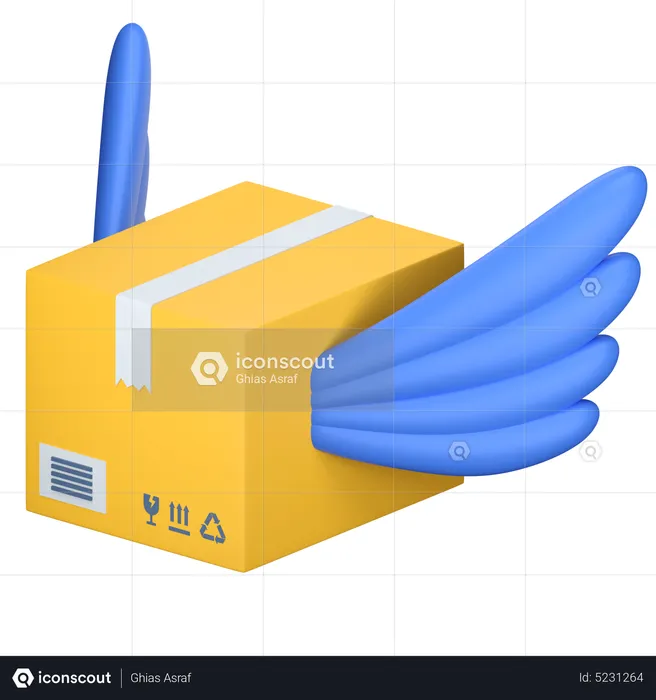 Fliegendes Lieferpaket  3D Icon