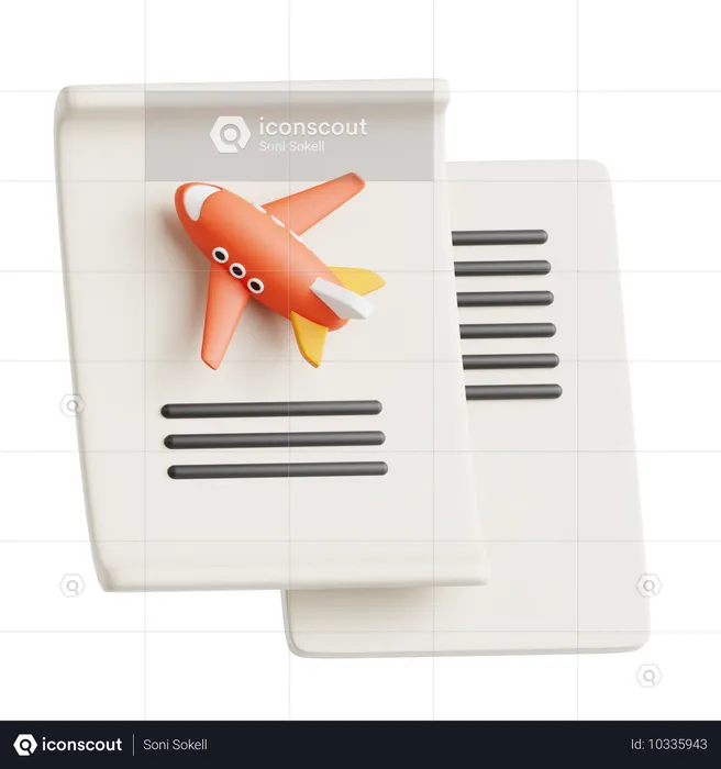 Flugticket  3D Icon