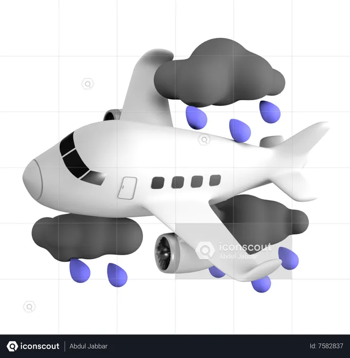 Flugzeug bei Regenwetter  3D Icon