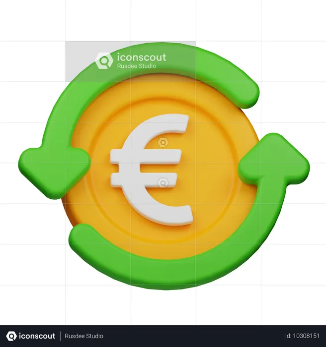 Flujo de monedas de euro  3D Icon