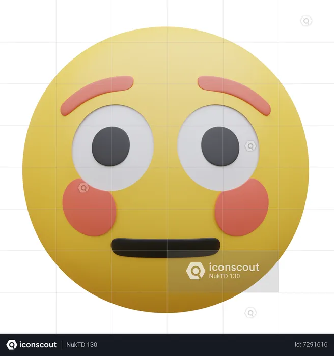 Flushed Face Emoji 3D Icon