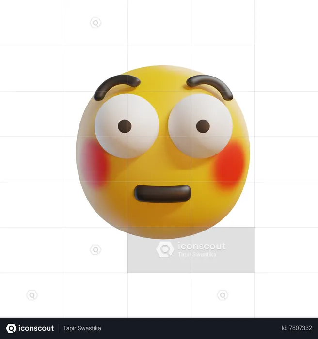 Flushed Face Emoji 3D Icon