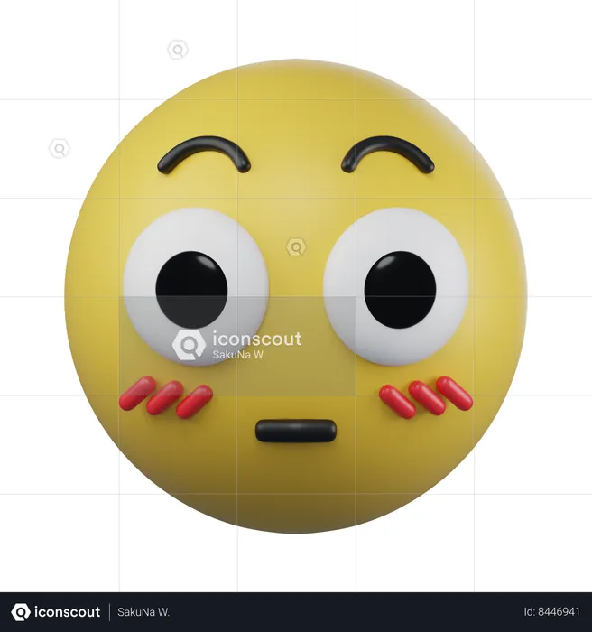 Flushed Face Emoji Emoji 3D Icon