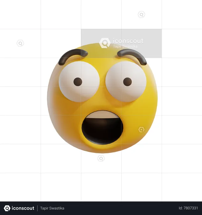 Flushed Face With Open Mouth Emoji 3D Icon