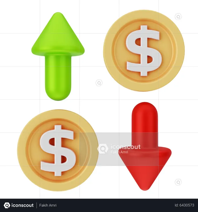 Flutuação do dólar  3D Icon