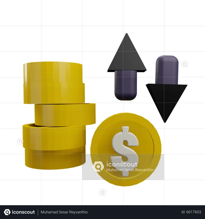 Flutuação do dólar  3D Icon