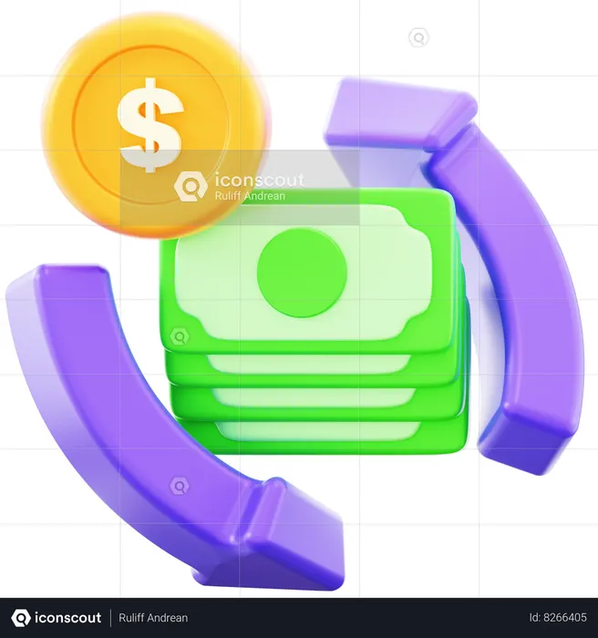 Fluxo de caixa  3D Icon