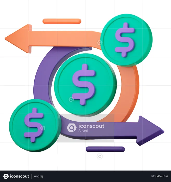 Fluxo de caixa  3D Icon