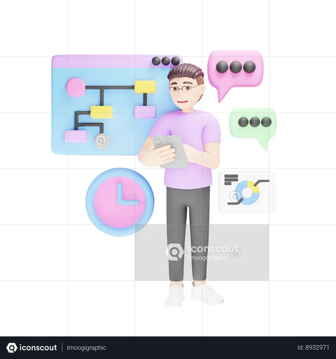Fluxo de trabalho  3D Icon