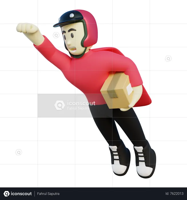 Flying Deliveryman  3D Illustration