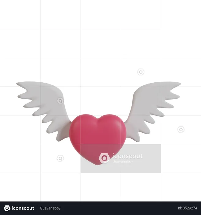Flying Heart  3D Illustration