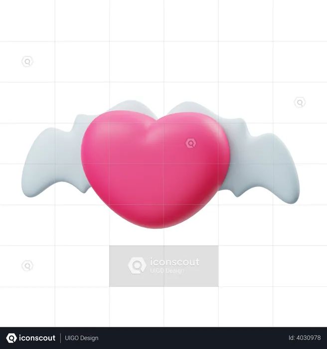 Flying Heart  3D Illustration