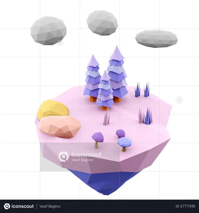 Flying Island  3D Icon