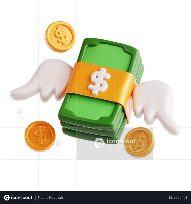 Flying Money  3D Icon