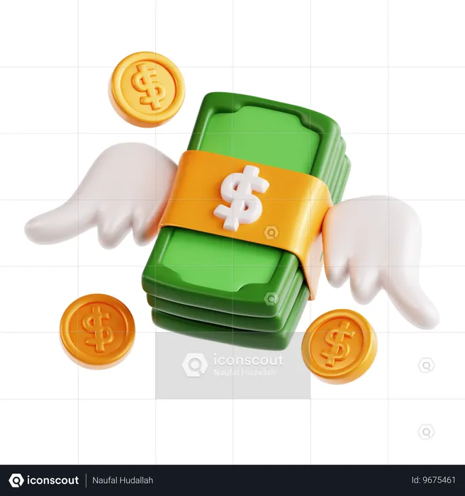 Flying Money  3D Icon