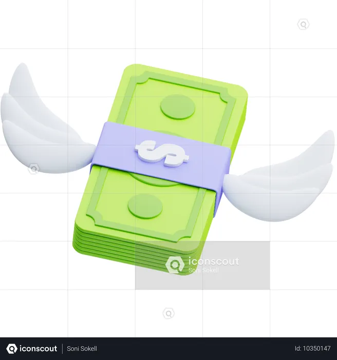 Flying Money  3D Icon