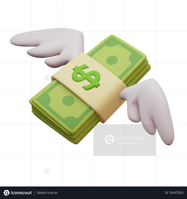 Flying Money  3D Illustration