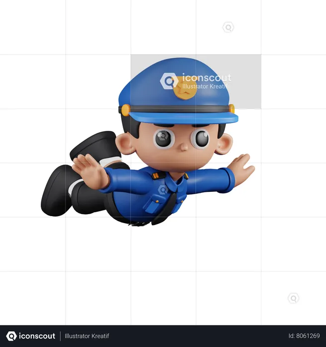 Flying Policeman  3D Illustration