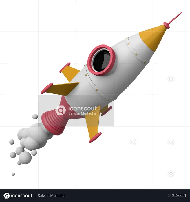 Flying Rocket  3D Illustration
