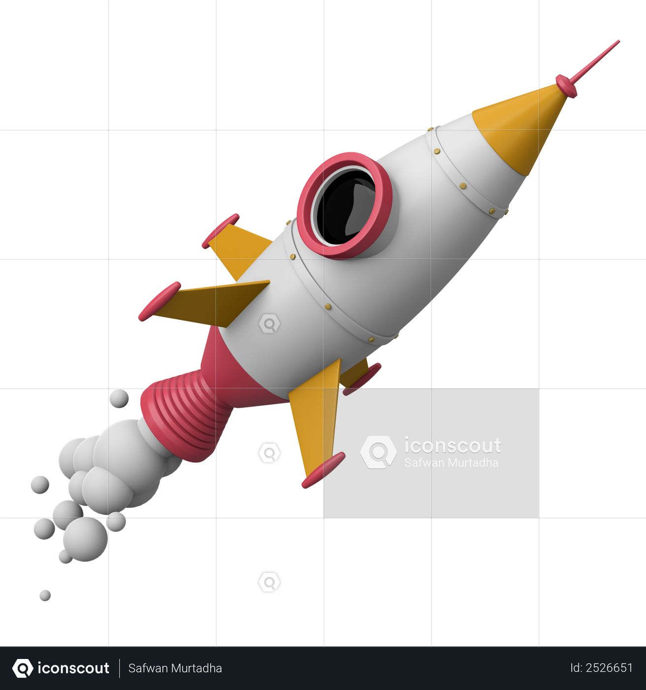 Premium Flying Rocket 3D Illustration download in PNG, OBJ or Blend format