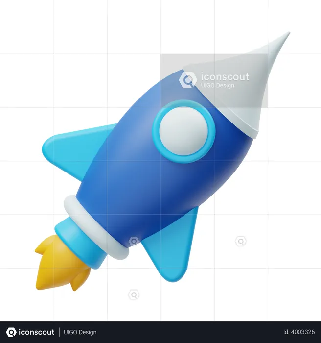 Flying rocket  3D Illustration