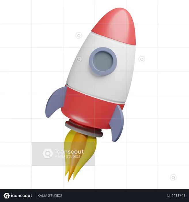 Premium Flying Rocket 3D Illustration download in PNG, OBJ or Blend format
