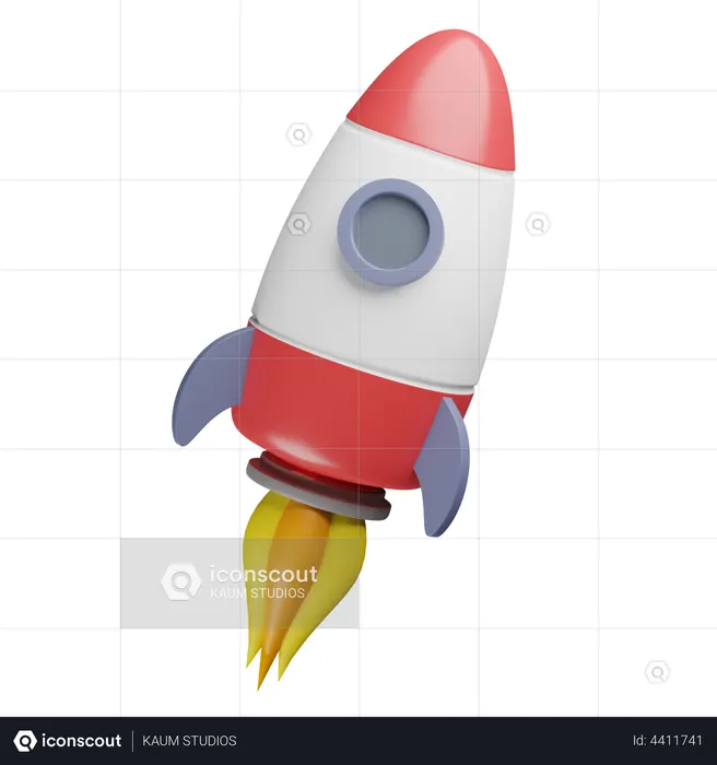 Flying Rocket  3D Illustration