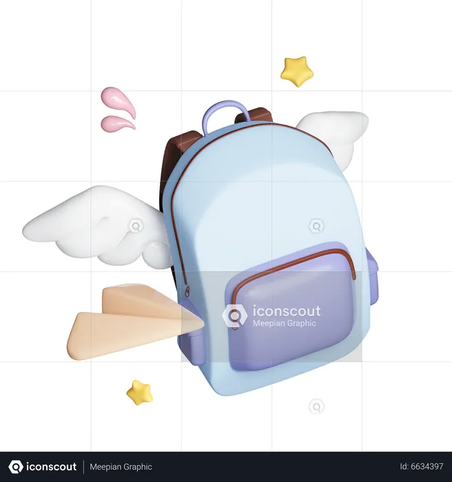 Flying School Bag  3D Icon