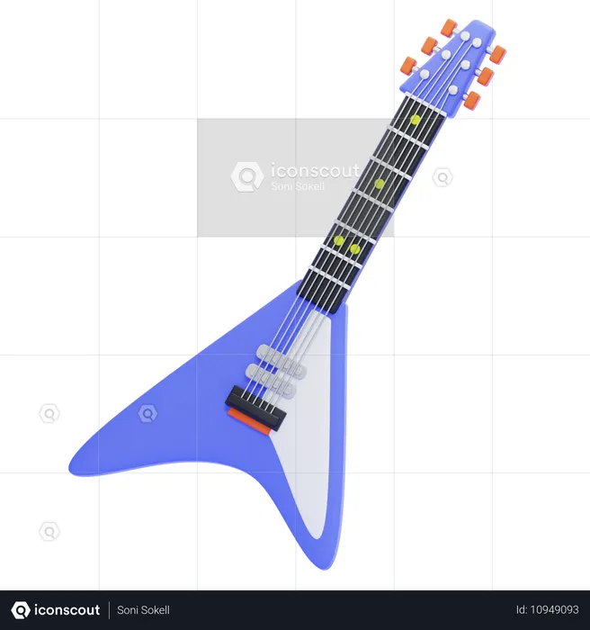 Flying V E-Gitarre  3D Icon