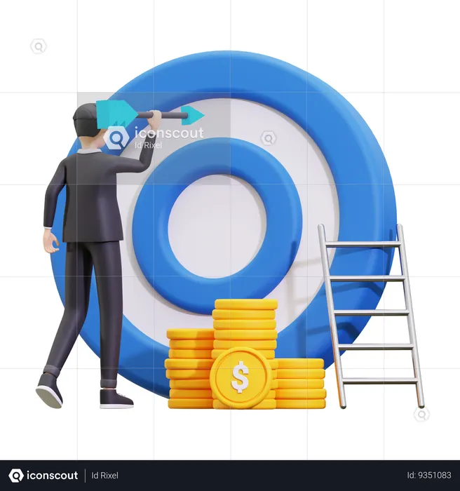 Focus on business targets  3D Illustration