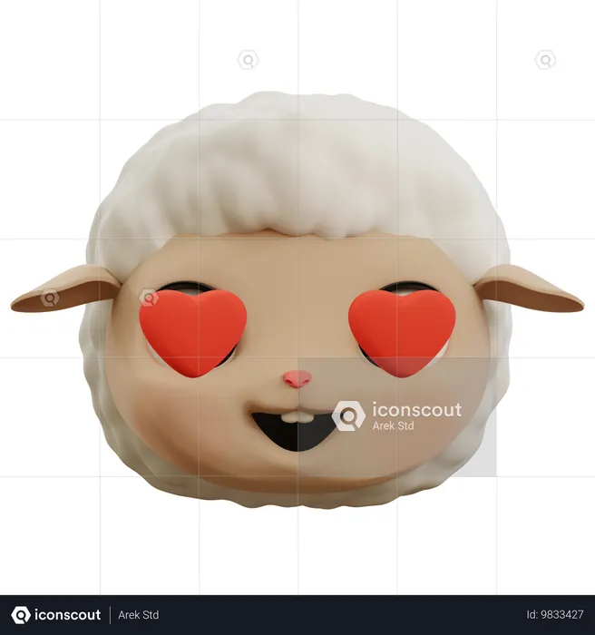 Ovelha fofa ama emoji Emoji 3D Icon