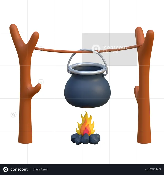 Cocinar en fogata  3D Icon