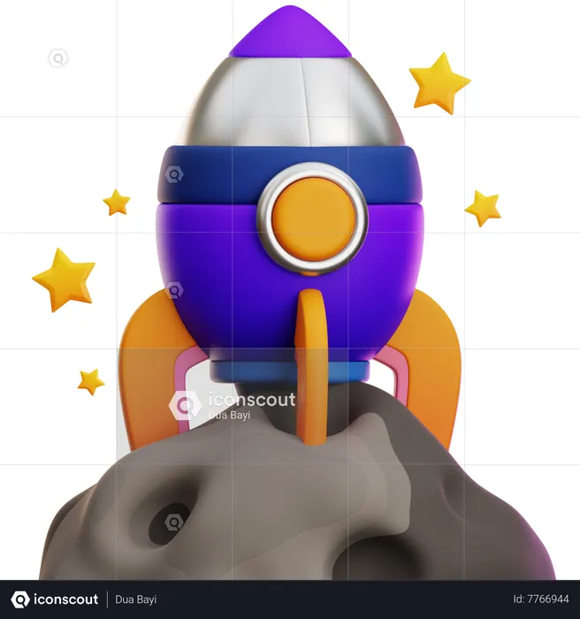 Foguete pousou na lua  3D Icon