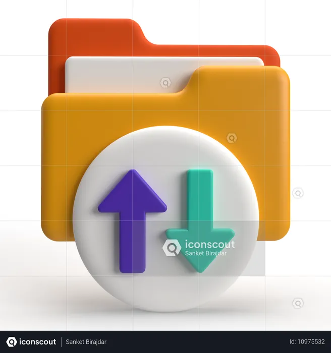 Folder Data Transfer  3D Icon