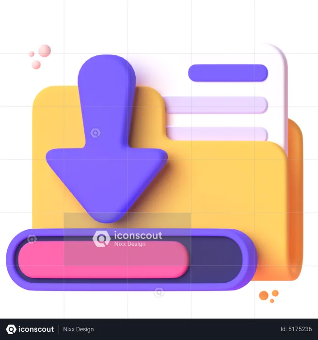 Folder Downloading  3D Icon
