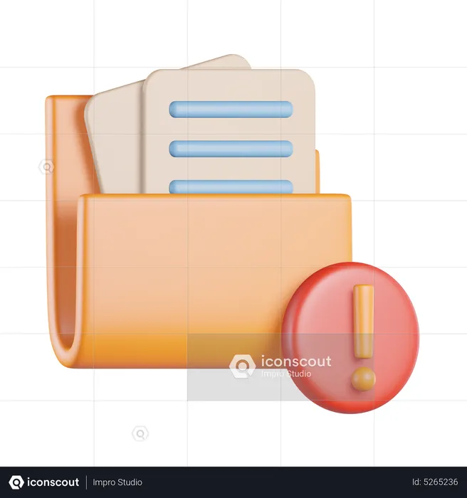 Folder Exclamation Alert  3D Icon