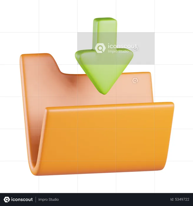 Folder File Download  3D Icon