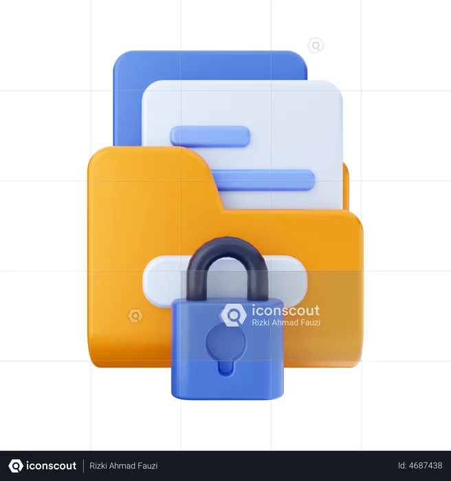 Folder Lock  3D Illustration