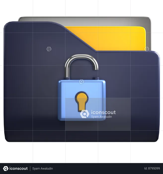 Folder Unlock  3D Icon