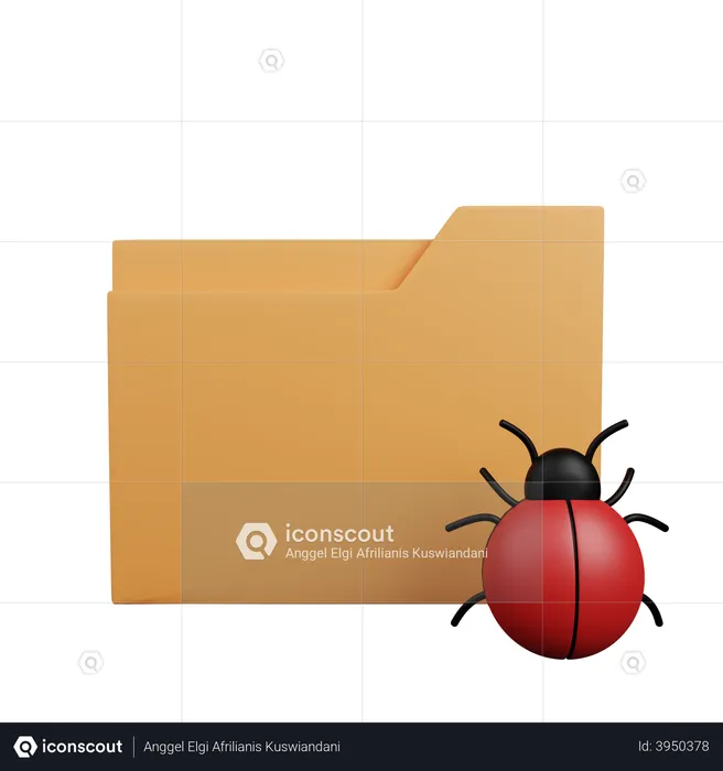 Folder with bug  3D Illustration