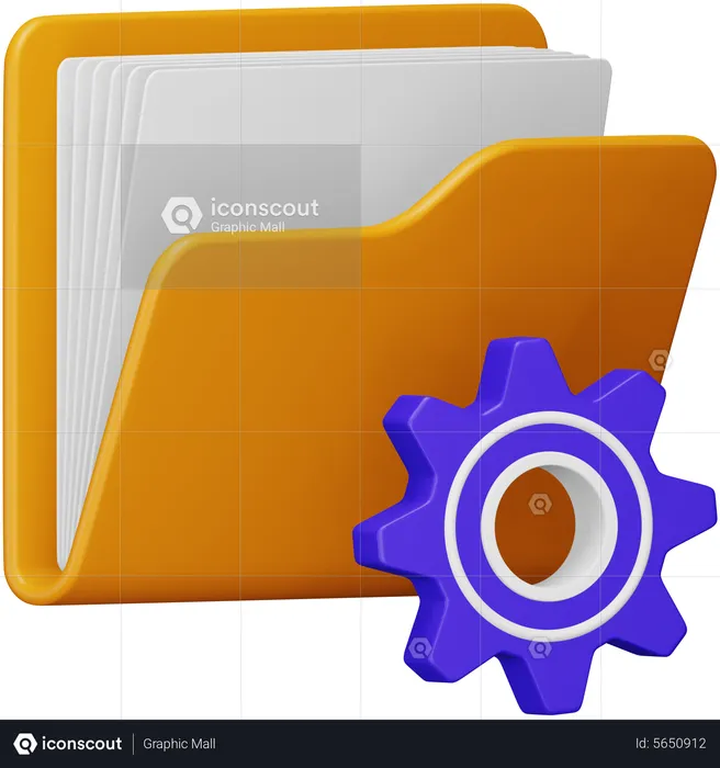 Folder with Gear  3D Icon