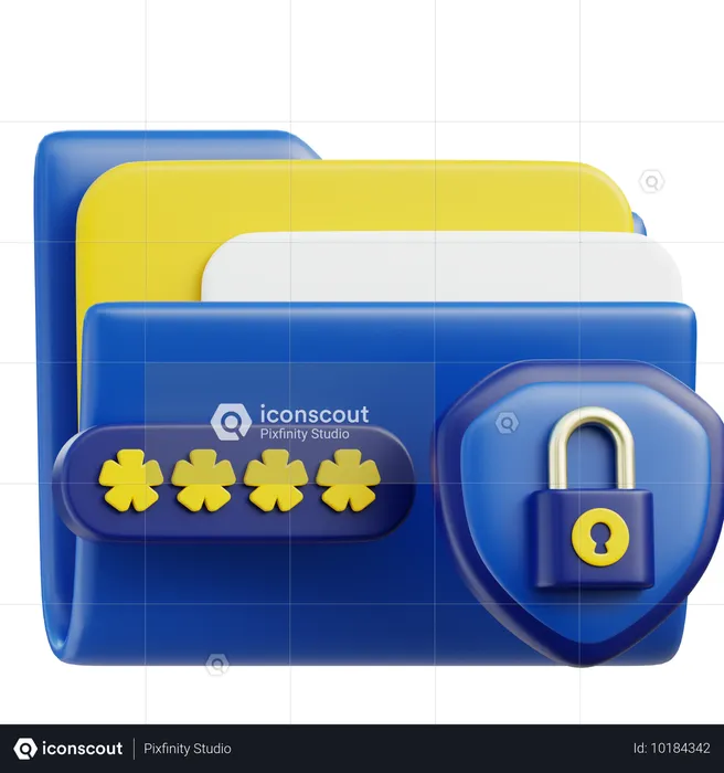 Folder With Password Protection  3D Icon