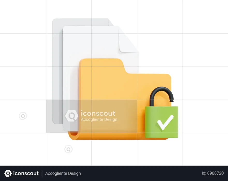 Folder With Protected Files  3D Icon