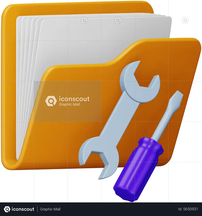 Folder with Tool  3D Icon