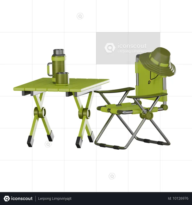 Folding Chair And Table  3D Icon