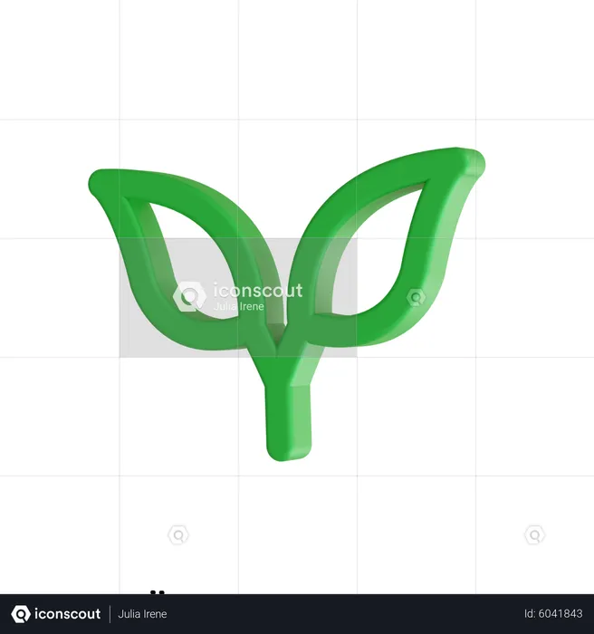 Folha verde  3D Icon