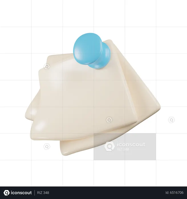 Folhas de papel fixadas  3D Icon