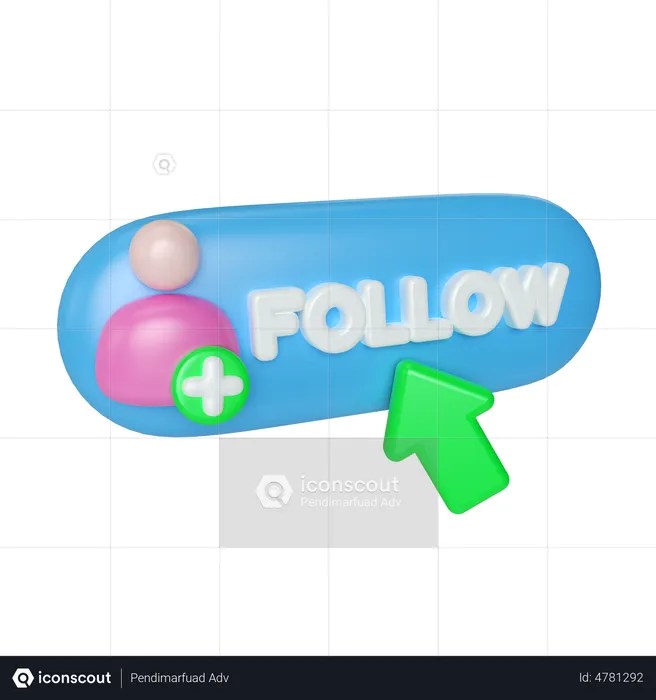 Follow Button  3D Illustration