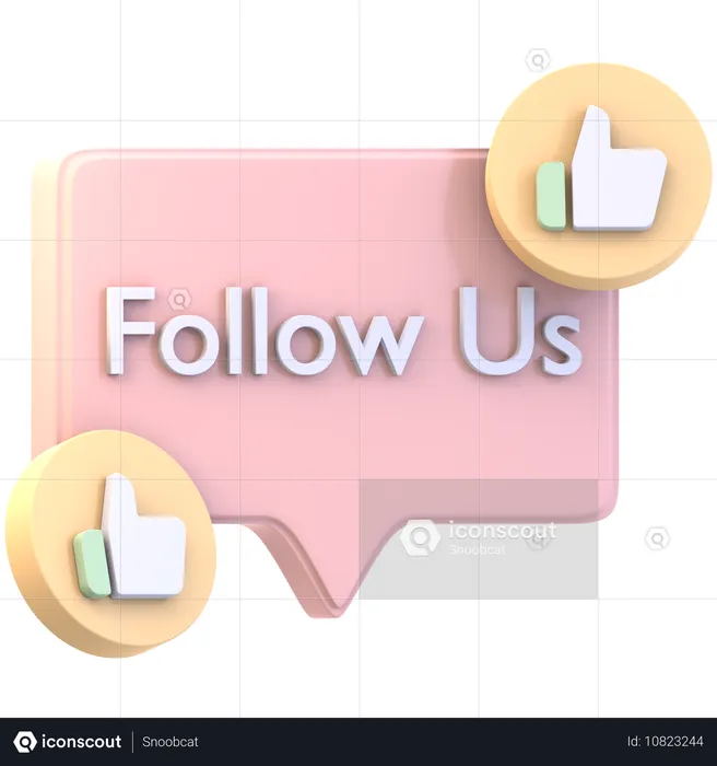 Follow Us Social  3D Icon